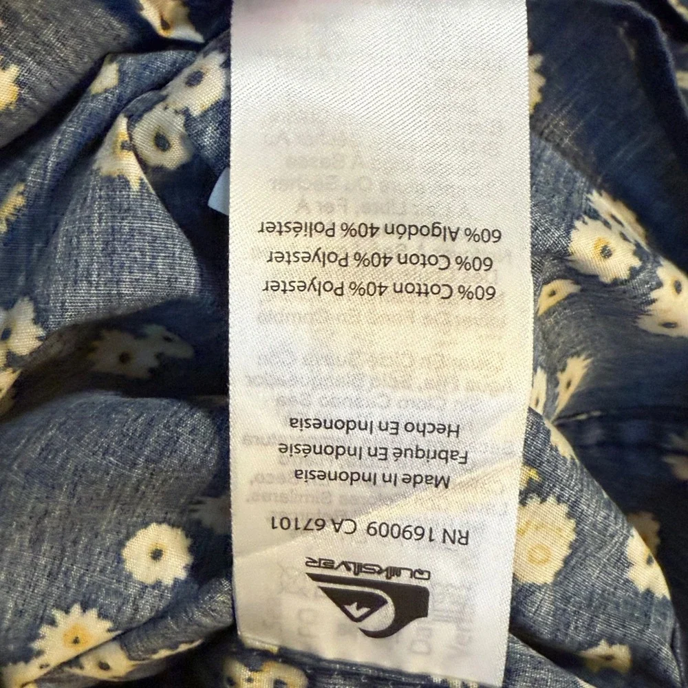 Quiksilver Cosmic Fields Classic SS‎ Button Down Shirt Men's XL Navy Floral